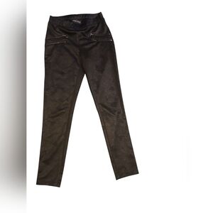 Black Skinny Jeans with Gold Zipper Accents